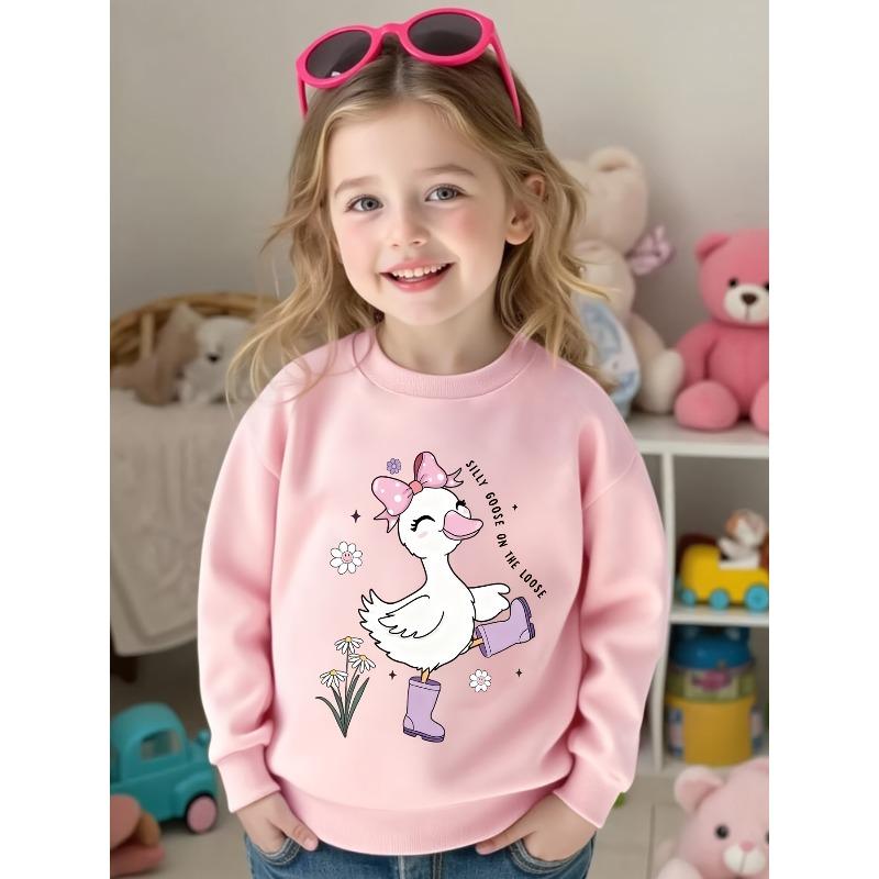 European sizes Duckling Print Kids' Crewneck Sweatshirt, Full of Adorable Charm! Stylish and Cute