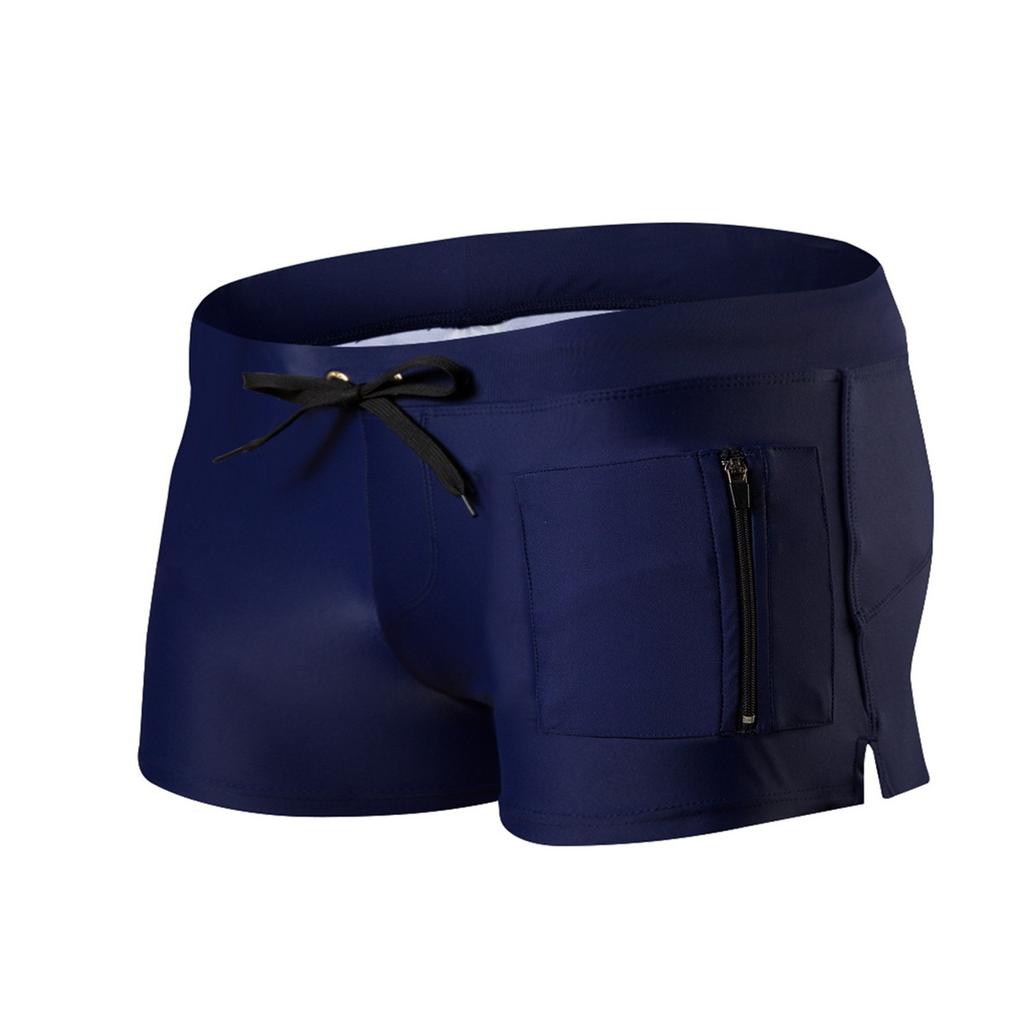 Herrbadbyxor Herrbadbyxor Mode Baddräkt Bakficka Dragkedjedesign Strandbadbyxor Boxershorts
