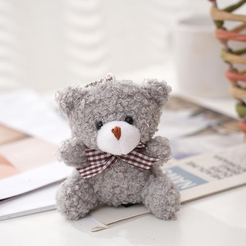 Bear Plush Doll Keychain with Bow Tie - Cute Bag Accessory