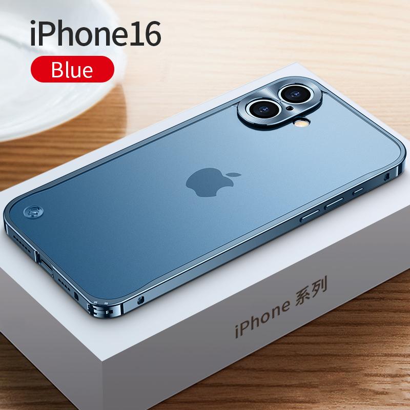 Coque de téléphone à cadre métallique Pour iPhone 17 11 12 13 14 15 16 Pro Max Alliage d'aluminium Protection Complète de l'Objectif Coque Arrière Métallique Plaqué Pour iPhone 13 mini