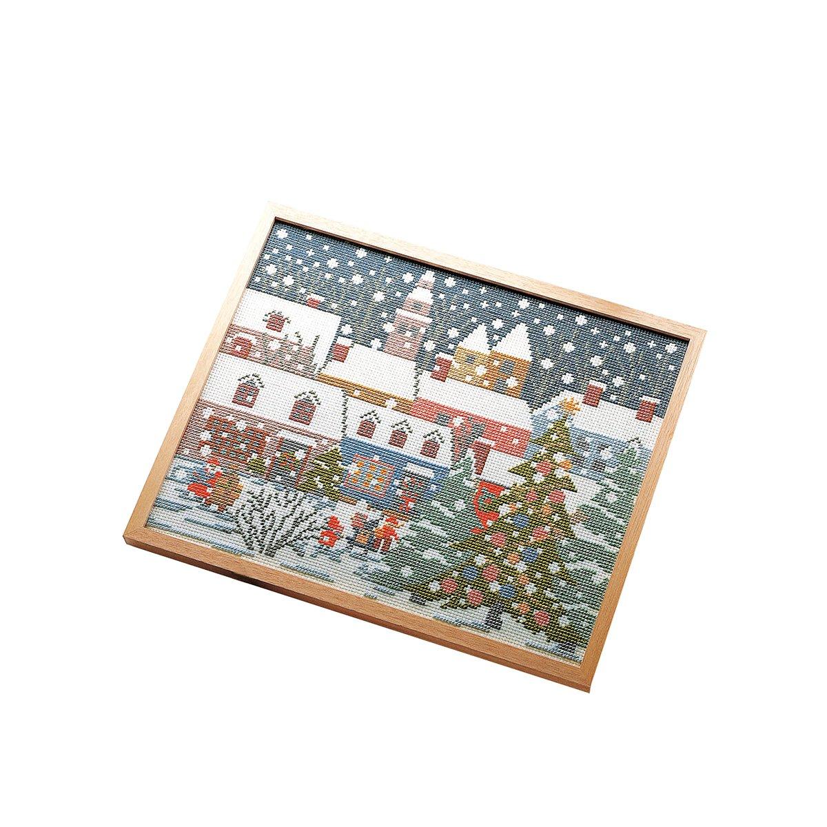 Olympus Thread Cross Stitch Embroidery of the Four Christmas 7110 Kit, Poem Seasons Eve, Off-White,