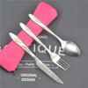 3pcs Set Dinnerware Portable Printed Stainless Steel Spoon Fork Steak Knife Set Travel Cutlery Tableware with Bag