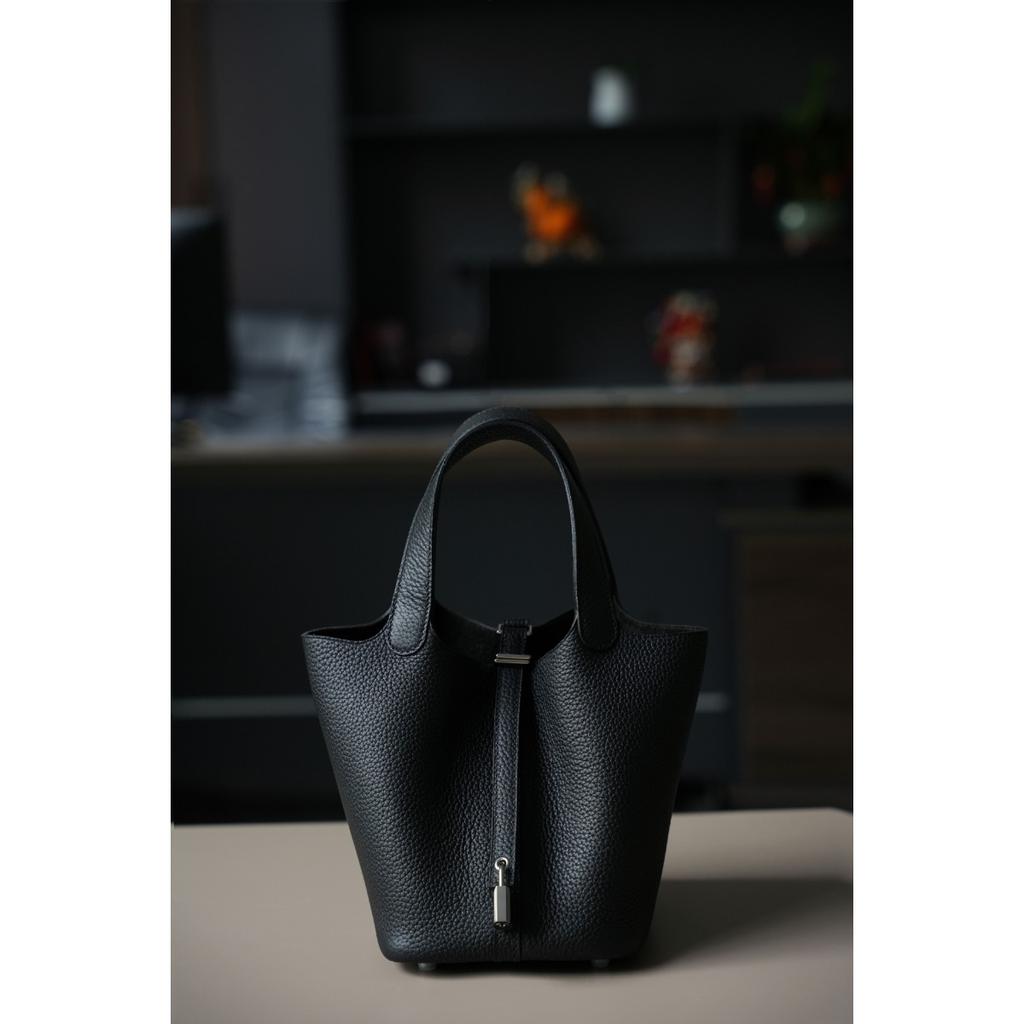 TC First Layer Cowhide Wax Thread Hand-sewn Vegetable Basket All-steel Hardware Brushed Oil Edge Handbag Craftsman Code