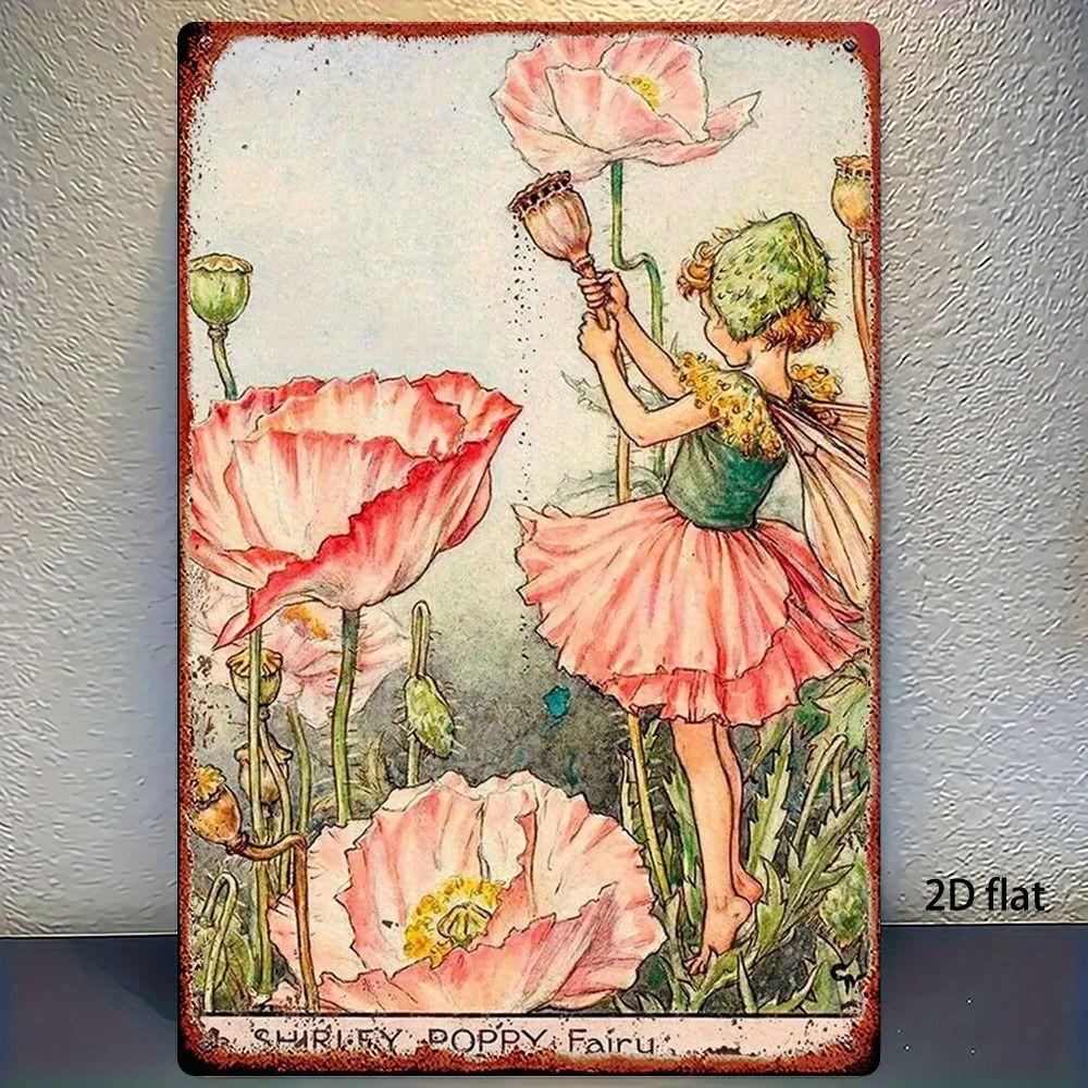 Vintage Metal Tin Sign Bird Feeding Chicks on Flowers Florist Decor For Living Room 20x30cm
