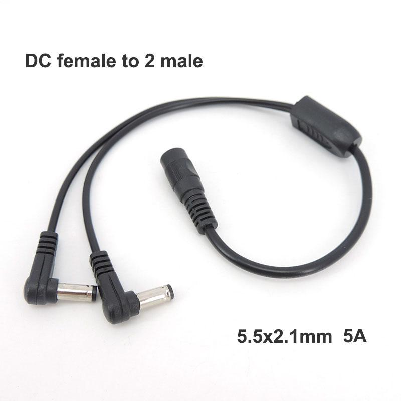

30 см DC 1 штекер-гнездо на 2-сторонний штекер-гнездо Разветвитель разъема питания 5,5x2,1 мм кабель питания для светодиодной ленты 18/24 AWG F to 2 Male 37cm