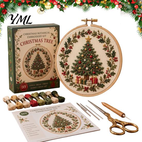 Christmas Ornament Craft Set Embroidery Kit for Beginners, Pre-Printed Pattern Full Creative Gift Parents And Friends of Tools, DIY Needlework Festive