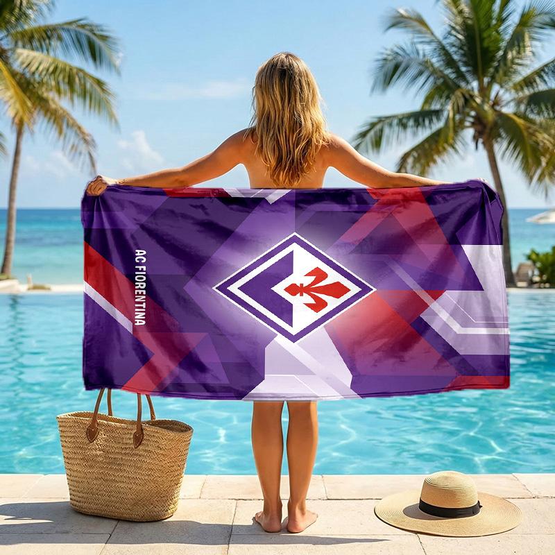 Telo da Spiaggia Asciugatura Rapida Fiorentina FC Stampa Microfibra Assorbente Portatile da Viaggio Asciugamano da Nuoto