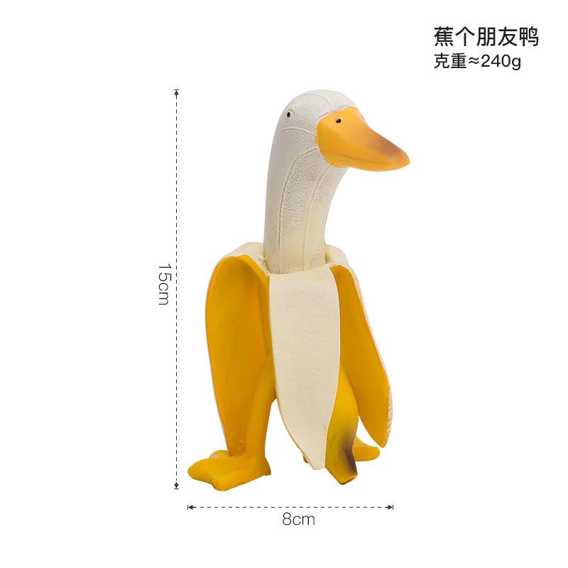 Bananen-Ente, kreative Gartendekoration, Skulpturen, Hof, Vintage-Gartendekoration, Kunst, skurrile geschälte Bananen-Ente, Heimstatuen, Kunsthandwerk