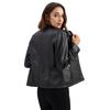 Neue Damen Freizeit Lederjacke Stehkragen Jacke Schlanke Jacke Damen Einfarbig Damen Lederjacke