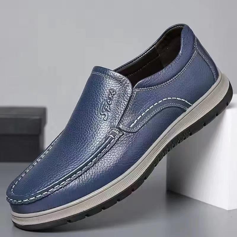 Spring and Autumn Casual Leather Shoes Men's Lazy One-Pedal Shoes Men's Soft-soled Medium and Old Shoes