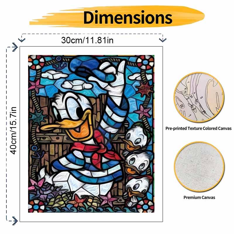 Disney Donald Duck Sailor Stained Glass Art Oil Painting Kit Wall Home Decor Gift