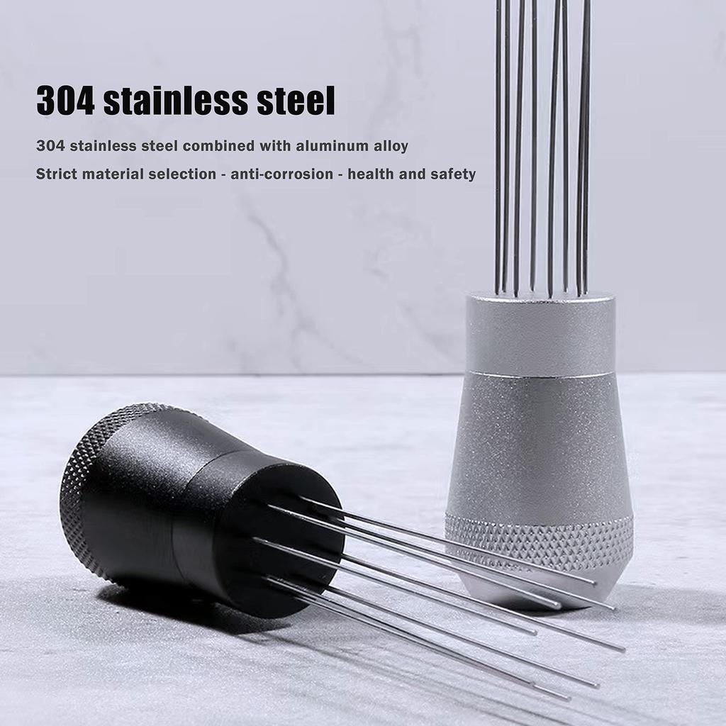 NEOUZA WDT Tool Coffee Distribution Espresso Powder Stirrer with Magnetic Aluminum Handle and Eight Stainless Steel Needles Adjuster, 0.4mm Ultra-Fine