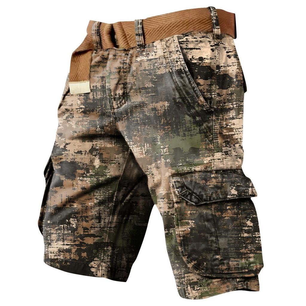 Pánské šortky pracovní oděvy s potiskem ke Dni nezávislosti a s více kapsami