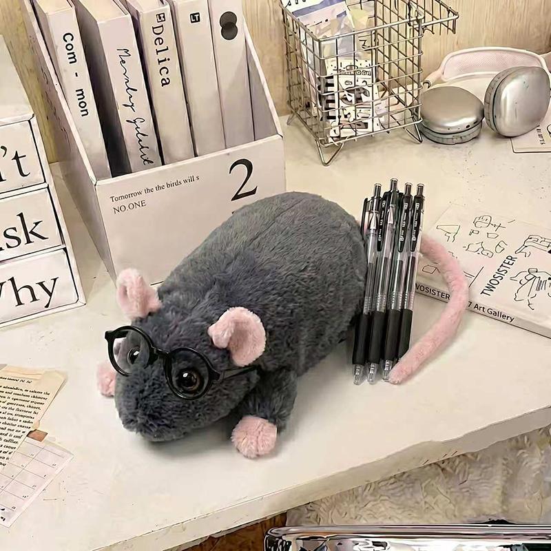 Cartoon Animals Plush Pencil Case Soft And Cute Creative For Girls Niche Student Stationery Desktop Pencil Storage Bag