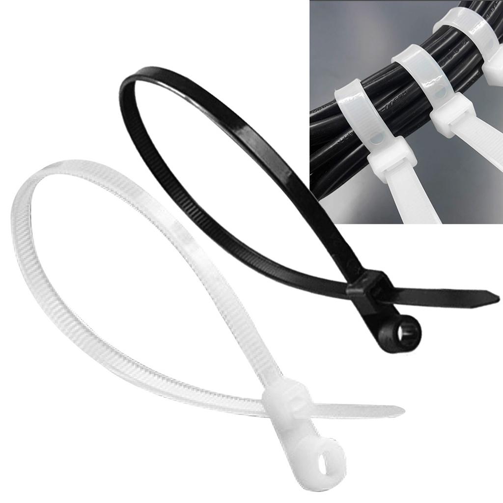 500Pcs Fixed Nylon Cable Ties W/ Screw Hole Self Locking Nylon Cable Ties for Home Office Automotive Cord Management