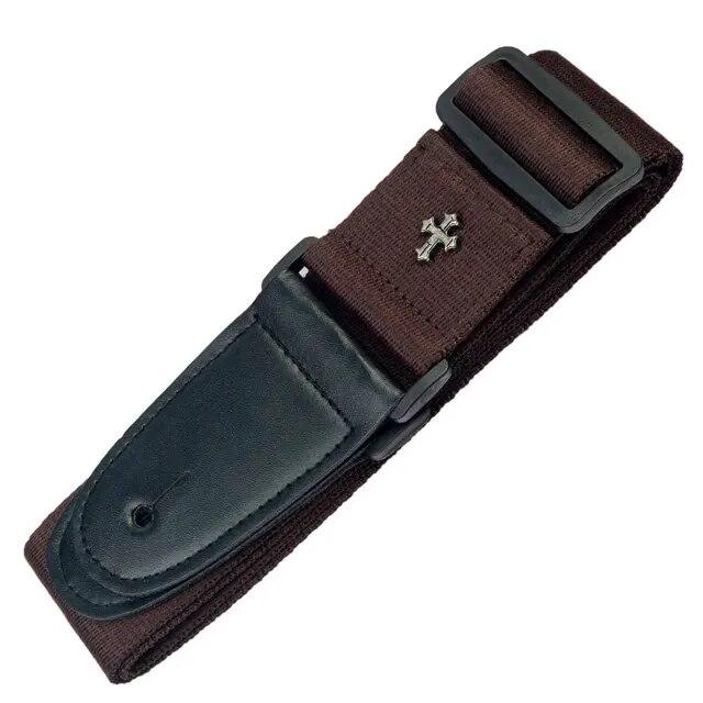 Electric Guitar Strap Acoustic Folk Guitarra Belt Straps Vintage Cross Personality Guitar Straps Pick Pocket Guitar Accessories кофейный