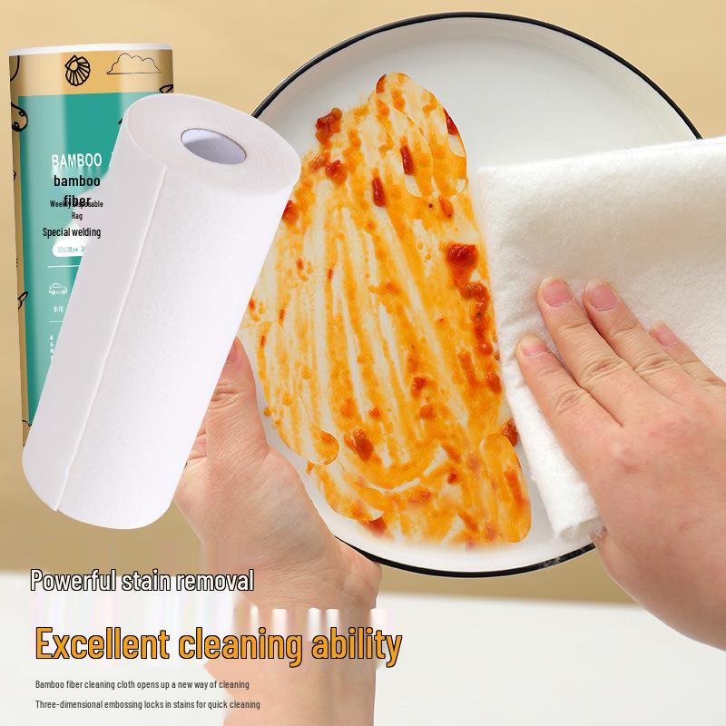 Bamboo Fiber Absorbent Disposable Dishcloths - Lint-Free, Dual-Use for Wet/Dry Kitchen Cleaning