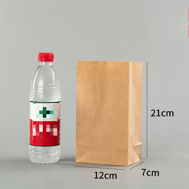 100pcs Oil Resistant Food Packaging Bag Brown Kraft Paper Coated Pockets Vegetables Fruits Bread Cookie Snack Food Toast Bread Takeaway Pouchs