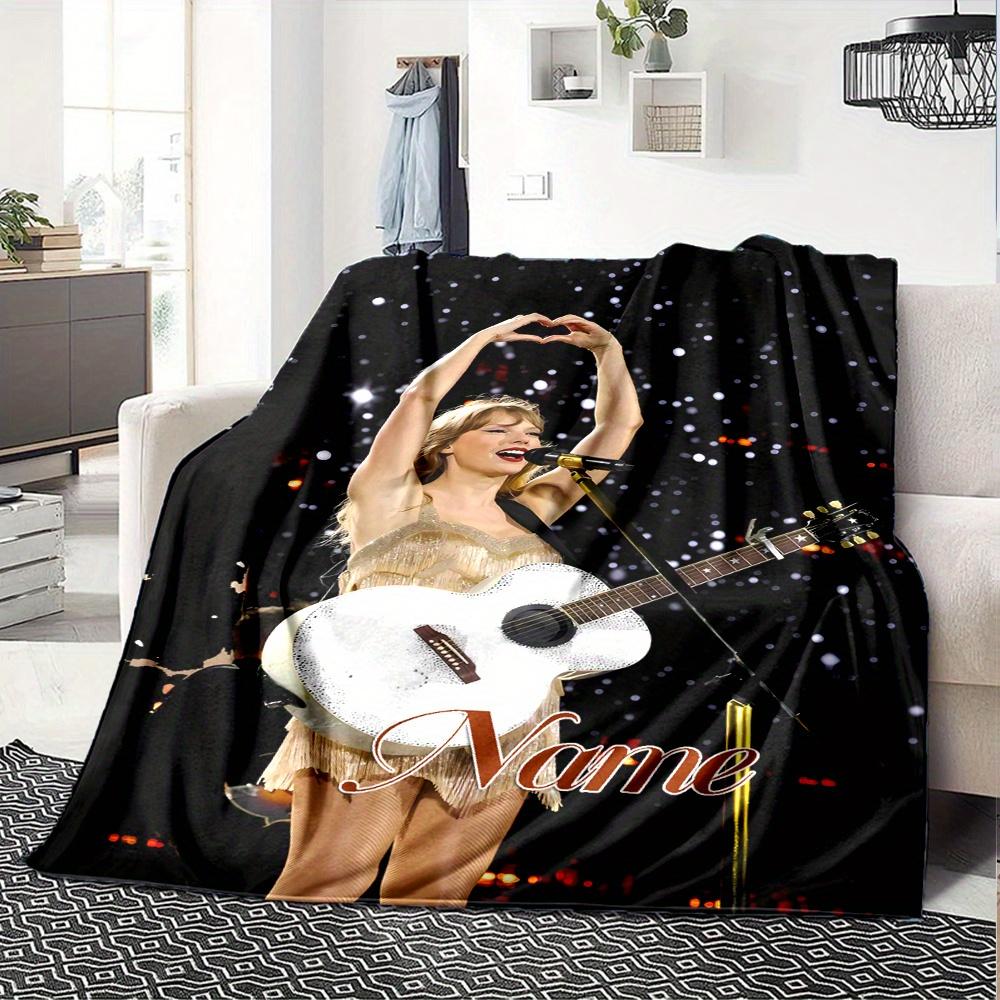 Taylor Swift Heart Gesture Concert Scene Flannel Blanket Soft And Cozy Customizable Name Perfect For All Seasons Sofa Bed Or Outdoors Personalized
