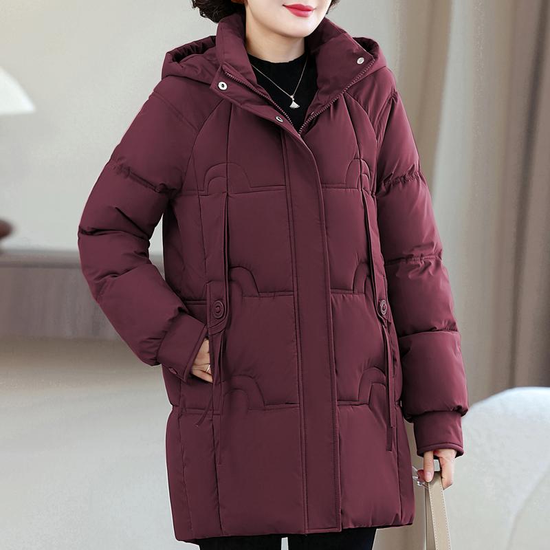 Parka Lungă pentru Femei Plus Size, Jachete Calde de Iarnă, cu Glugă, Elegantă, Largă, Groasă, Îmbrăcăminte Exterioară, Palton pentru Femei de Vârstă Mijlocie
