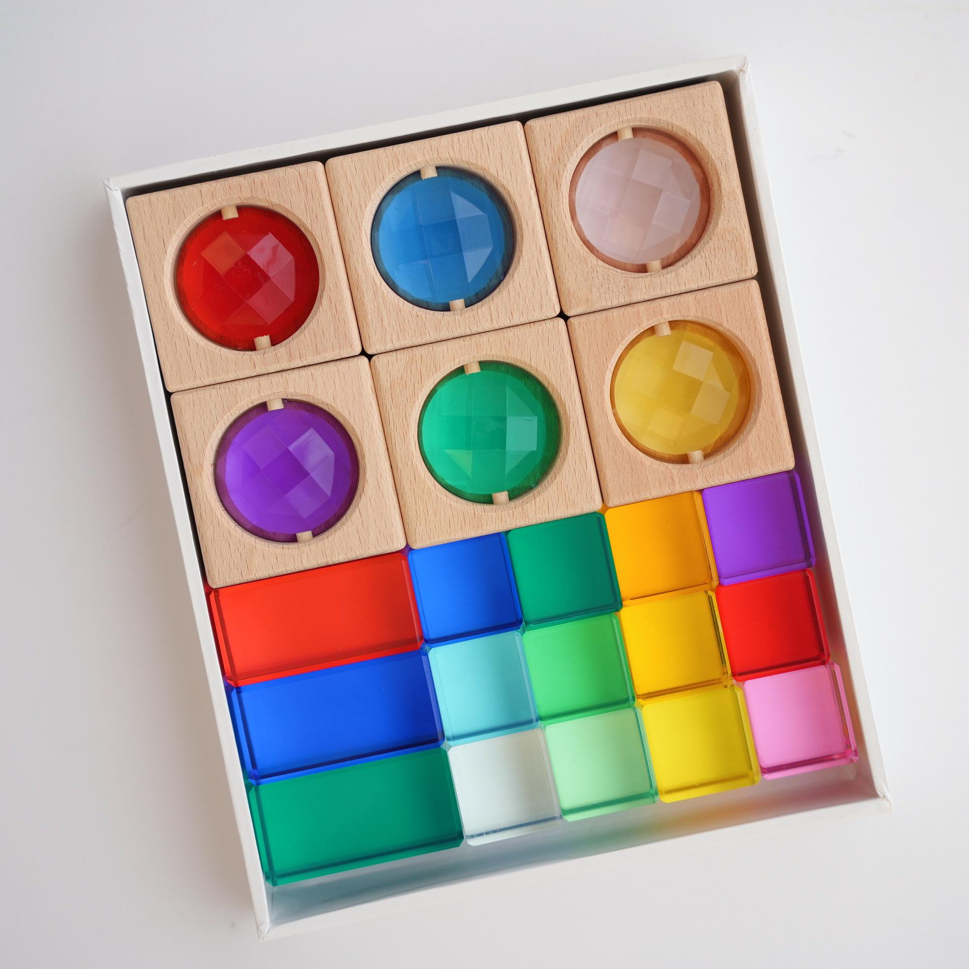 High-Transparency Acrylic Rainbow Kaleidoscope Building Blocks for Kids