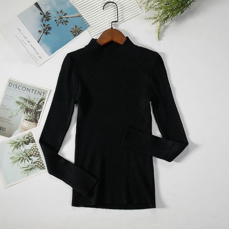 Long Sleeve Half High Neck Sweater Women's Pullover Solid Color Slim Knit Bottoming Shirt Elegant and Comfortable Women's Clothes