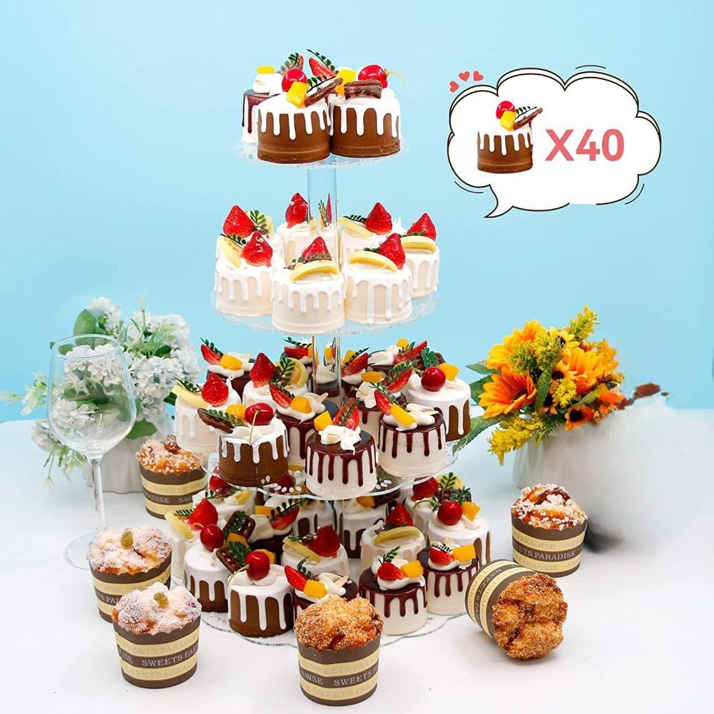 4 Tier Acrylic Cupcake Display Stand with Lace Edge Clear Food Safe Display for Various Celebrations and Gatherings