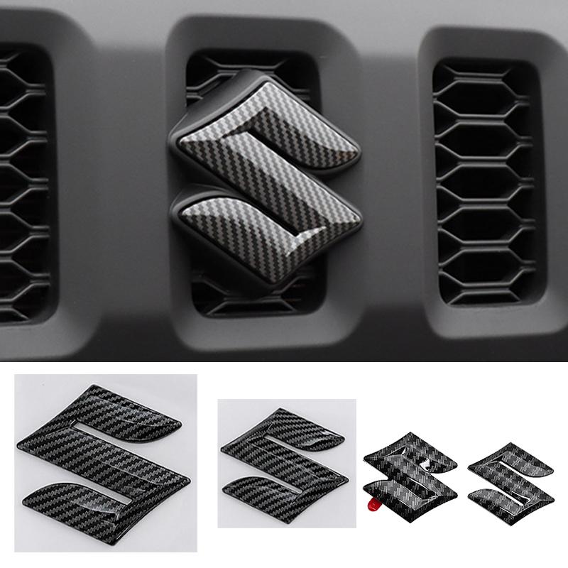 Kohlefaser 2 Stück/3 Stück ABS Auto Logo Front Heck Plakette Aufkleber für SUZUKI Swift Ersetztes Lenkrad Mittel Emblem Kofferraum Aufkleber