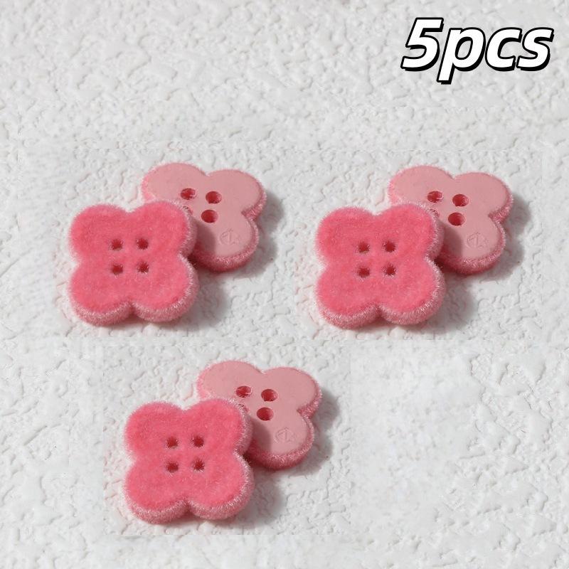 5pcs Fashion Lucky Clover Four-Leaf Clover Shaped Four-Eye Velvet Button Suitable for Winter Coat Fleece Clothing Sewing Decorat
