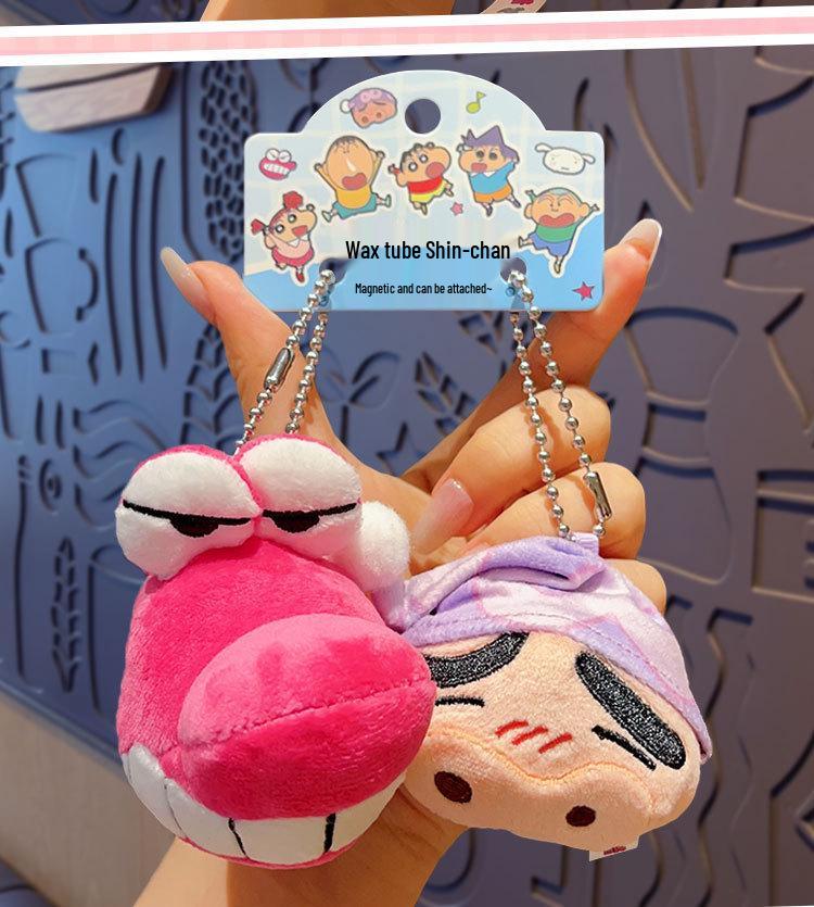 Crayon Shin-chan Magnetic Sticker & Couple Pendant Doll Keychain Set