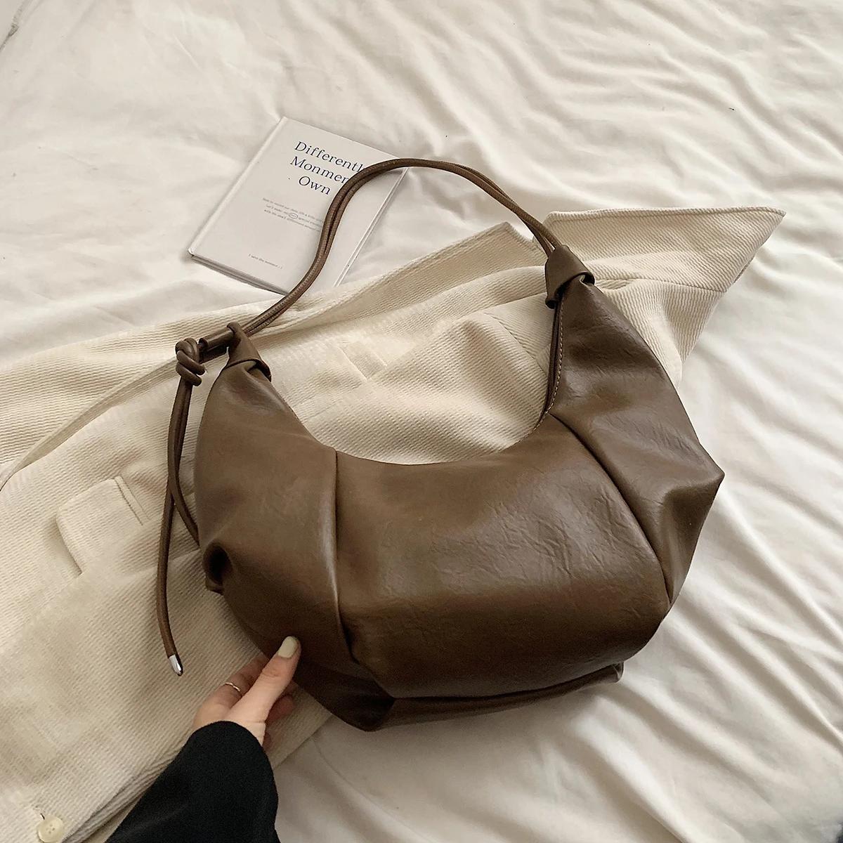 Дизайнерская маленькая сумка через плечо из искусственной кожи женские сумки и кошельки женская мода 2024 Y2K корейская однотонная сумка через плечо коричневый 1720₽