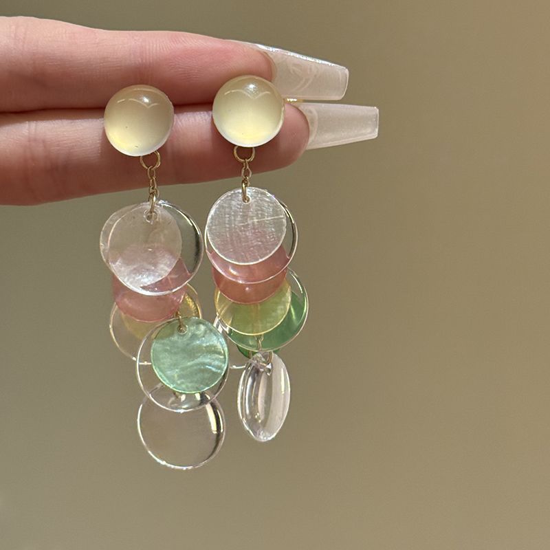 Vintage kontrastierende Blumen Perlen Quasten Ohrringe Sommer süßes Mädchen Herz Ohrringe Reise Foto Urlaubsstil Ohrringe