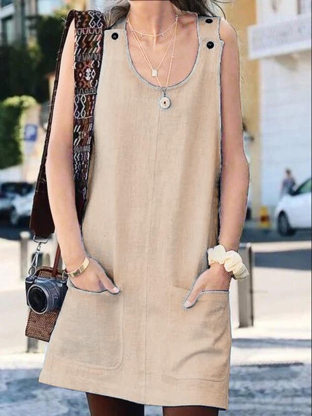 

Шея Женские платья Ежедневные повседневные простые хлопковые платья на пуговицах XXL хаки