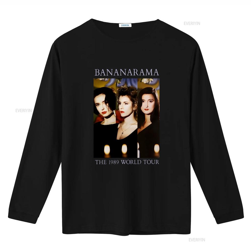 Bananarama Band The World Tour Black Cotton T Shirt TS Vintage Washed Unisex Slightly Designer Clothes Breathable Soft Homme
