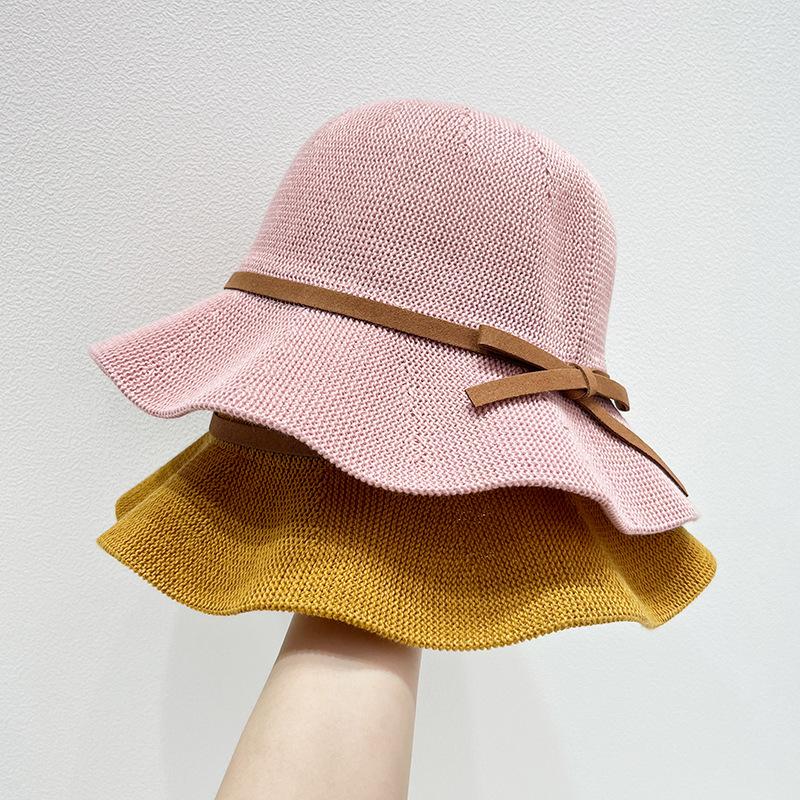 Hat women's spring and summer sunshade fashion bucket hat elegant temperament casual travel sunscreen hat white versatile top hat