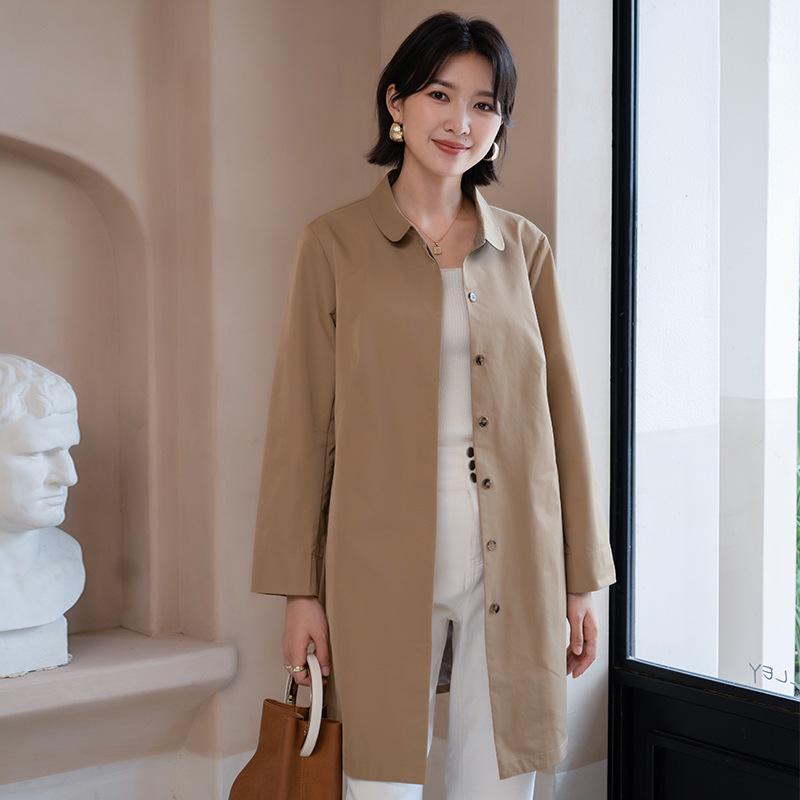 YUN Damen Midilanger Trenchcoat - Lockere Passform, Revers, Einreihig, Lässiger vielseitiger Stil für Frühling und Herbst