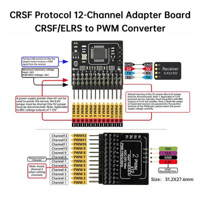 Module de Conversion de Signal Récepteur PWM 12 Canaux DC 5-12V Pour Drone FPV RC Avion Fixe Voiture Bateau Quadricoptère