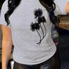 Summer Round Neck Flower Pattern Printed Top Fashionable Casual Pure Cotton Short Sleeved Women's T-shirts