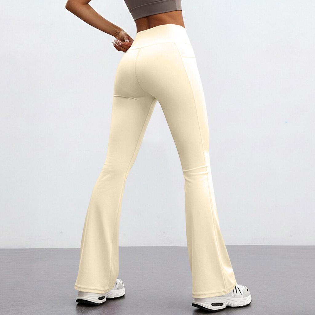 Modne Damskie Seksowne Spodnie do Jogi Wysoki Stan Krzyżowe Szerokie Nogawki Kolorowe Spodnie Treningowe do Jogi