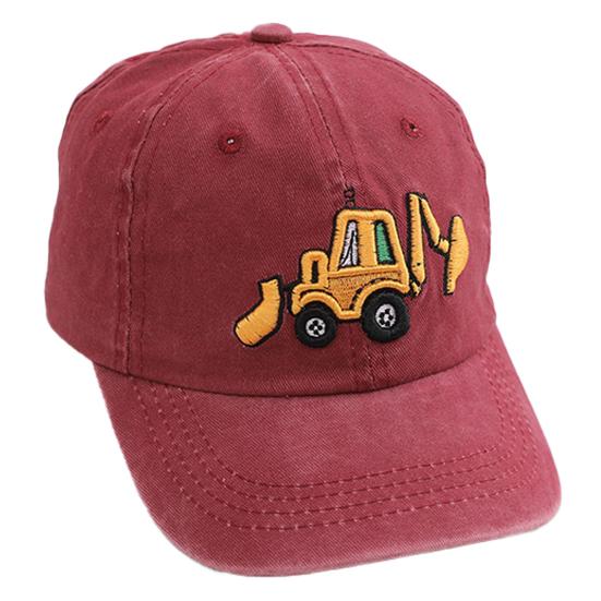 Unisex Dětská čepice Praná Retro Baseballová čepice Kreslená Výšivka Bagr Dlouhý okraj Anti-UB ochrana proti slunci Venkovní pokrývka hlavy Sluneční čepice