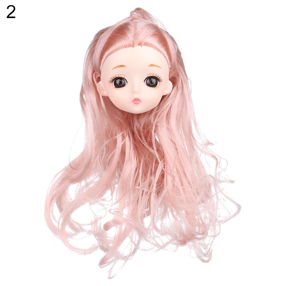 30CM Doll Head With Long Curly Hair Straight Wig For 16cm Dolls Accessories Removable Joint Toys DIY Head For 1/6 BJD Dolls