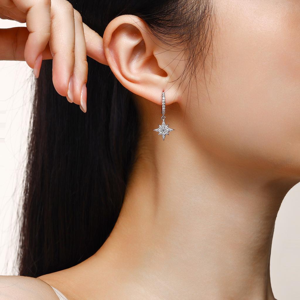 S925 Tremella Ring Moissanite New Long Earrings Jewelry