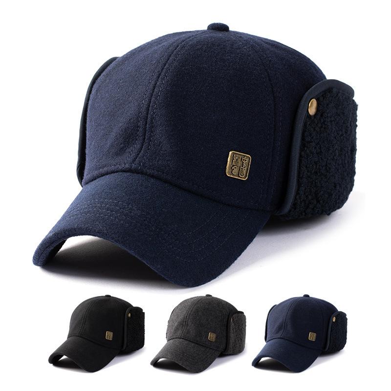 63-65Cm Thick Warm Winter Official-Website Baseball Cap For Men With Earflaps And Adjustable Buckle,Cap Male Warmth Trucker Hat