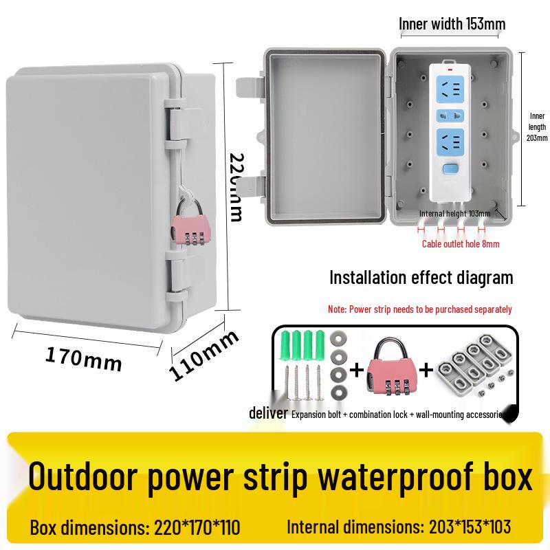 Zamykana wodoodporna skrzynka gniazdkowa zewnętrzna z osłoną przeciwdeszczową