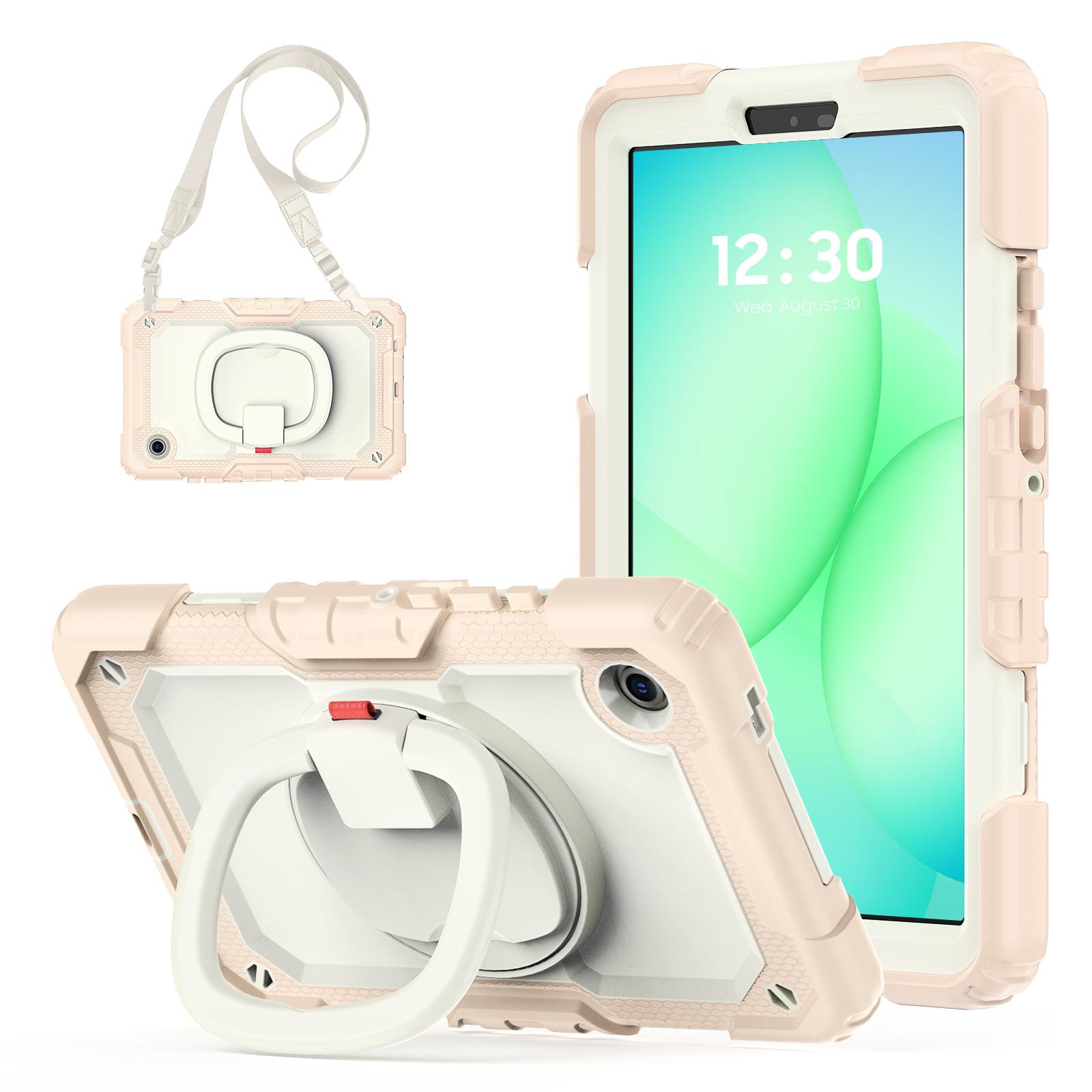 

Rotating Handle Grip Case Universal For Samsung Tab A11 A9 8.7 inch SM-X133 X135 X110 X115 X117 Stand Cover With Shoulder Strap A9 SM-X110 X115 X117 розового золота