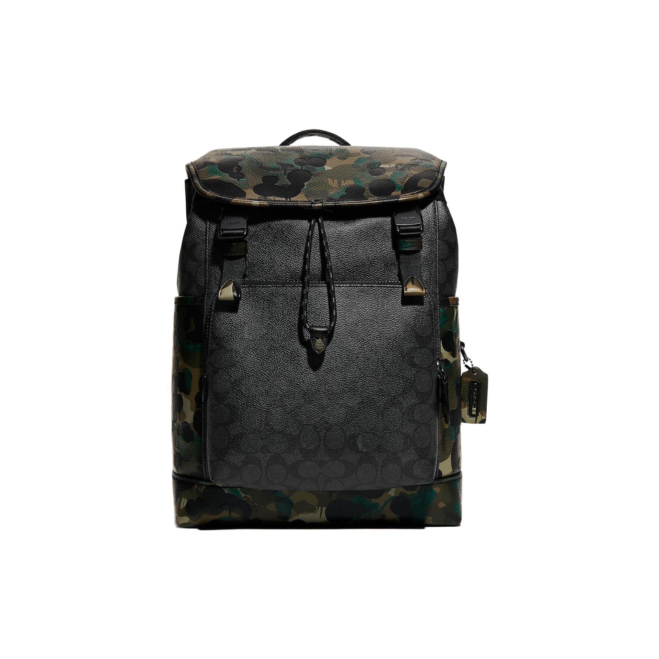 

Новый рюкзак COACH из канвы с покрытием и мягкой зернистой кожи, большого размера, мужской, черный монограммный с камуфляжным принтом C9734-A5F 27.4*15.0*40.1CM