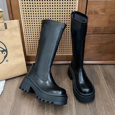 Fashion New Outdoors 2024 High Quality Women Boots Autumn Winter Thick with Round Head Solid Color Fashion Women's Shoes Botas Mujer