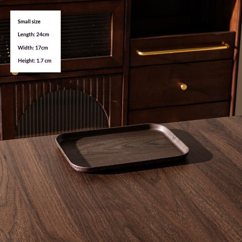 Wood Grain Plastic Food Serving Tray Stackable Dessert Fruit Tray Tea Tray Large Capacity Storage Tray Kitchen Stoage Organizer