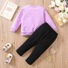 Girls' Heart Print Pullover Two-Piece Set: European/American Spring/Autumn Valentine's Day Children's Fashion.