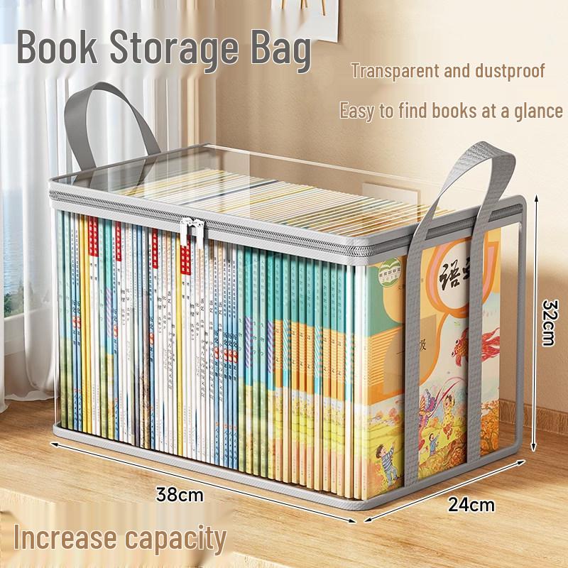 Large Transparent Foldable Book Storage Box - Dustproof Artifact for Students and Old Books